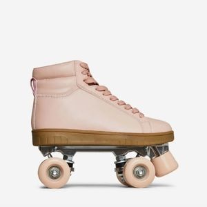 Ego Official Roller-Girl Lace Up 4 Wheel Roller Skates In Pink Faux Leather